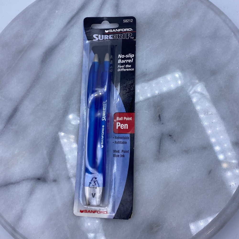 Sanford SureGrip Ball Point Pens Blue Medium Point Retractable‎ 2pk 58212